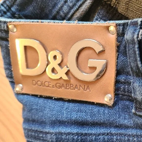 DOLCE & GABBANA STRETCH SKINNY JEANS ZIP ANKLE HIGH RISE LEATHER LOGO PATCH 38 - Picture 8 of 11